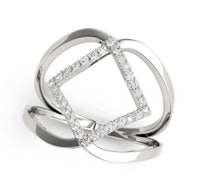 a white gold ring with diamonds in the center