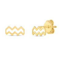 a pair of gold - plated chevron stud earrings