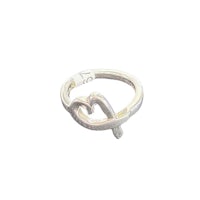 a silver ring with a heart on it