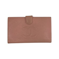 chanel pink leather wallet