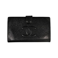 chanel black leather wallet