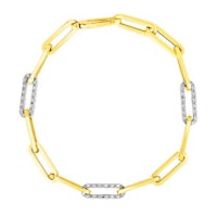 a yellow gold and diamond link bracelet