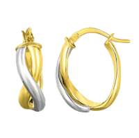 a pair of yellow and white gold hoop earrings