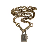 a gold chain with a padlock on it