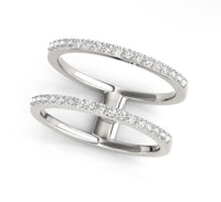 a white gold ring with two rows of diamonds