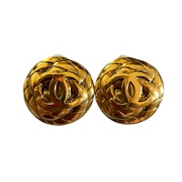 chanel gold plated cc stud earrings