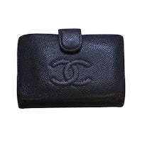 chanel black leather wallet