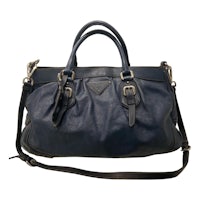 prada blue leather satchel