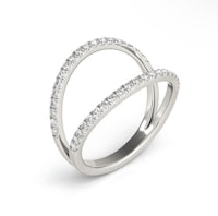 a white gold ring with two rows of diamonds