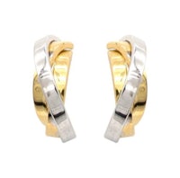 two gold and silver hoop earrings