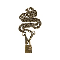 a gold chain with a padlock on it