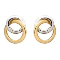 a pair of gold and silver stud earrings