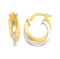 a pair of yellow and white gold hoop earrings