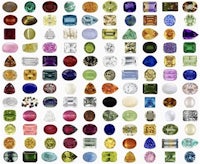 a collection of different colored gemstones on a white background