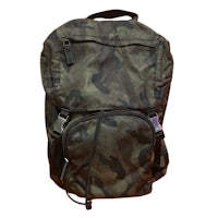 a camouflage backpack on a white background